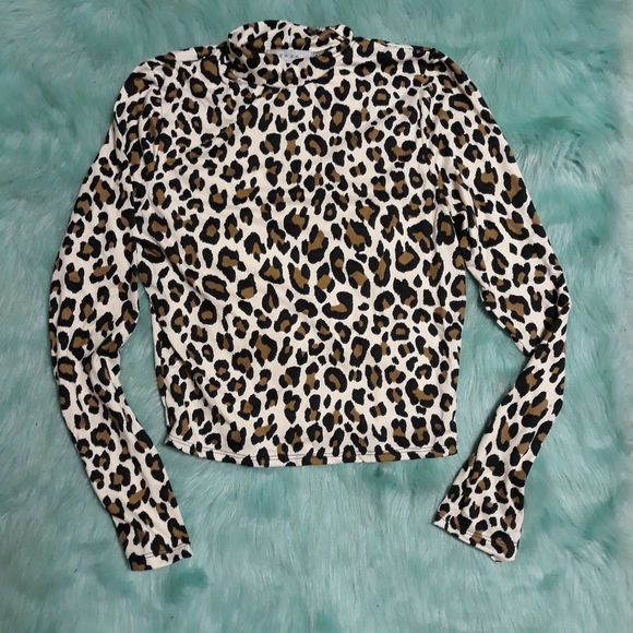 leopard print mock turtleneck
